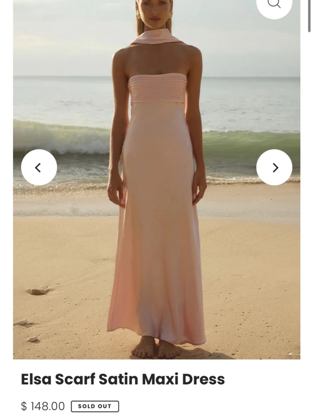 American Threads Satin Scarf Maxi Dress - Blush